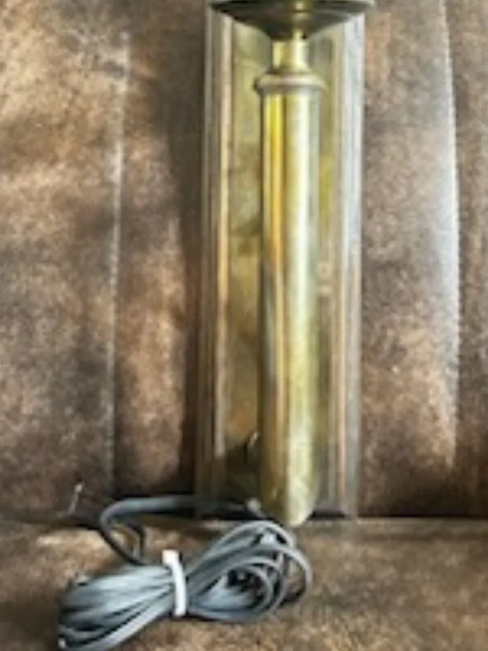 Vintage Wall-Mounted Electric Brass Wood Colonial Candle Sconce